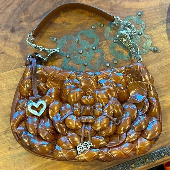 Brighton brown Rosalie leather floral shoulder bag! - Picture 1 of 7